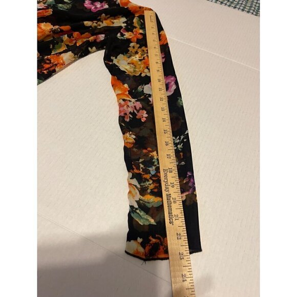 Neiman Marcus Black Floral Sheer Boho Festival Kimono Size Small XS - Picture 10 of 11